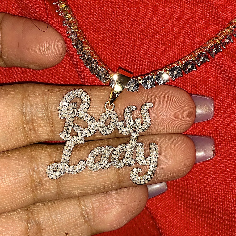 BOSS LADY REAL Diamond Pendant w/ Diamond Chain!